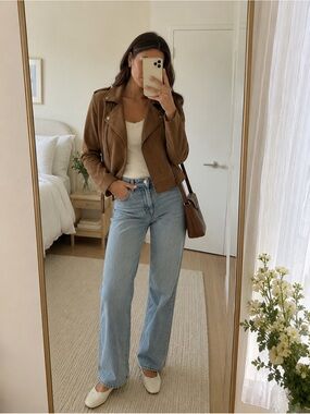 Faux suede moto jacket